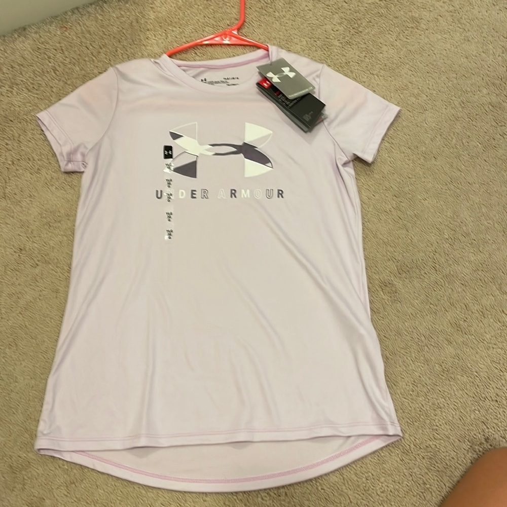 NWT UNDER ARMOUR GIRLS UA TECH BIG LOGO SHORT SLEEVE T-SHIRT COLOR PURPLE LARGE